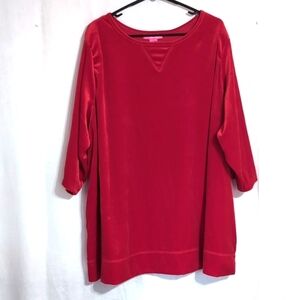 Woman Within Red Velour Half Sleeve Tunic Top Size 3X